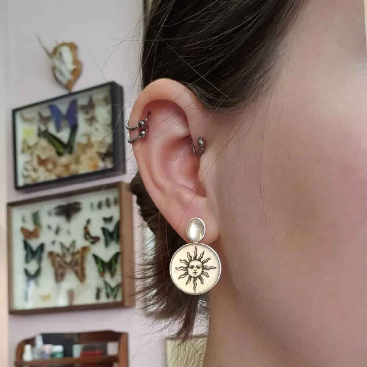 orb vermeil moonstone sun and moon celestial stud earrings anzu germany