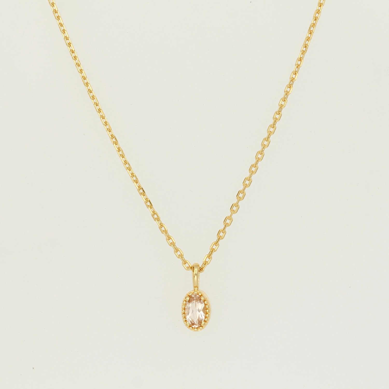 sterling silver gold vermeil oval morganite milgrain pendant necklace