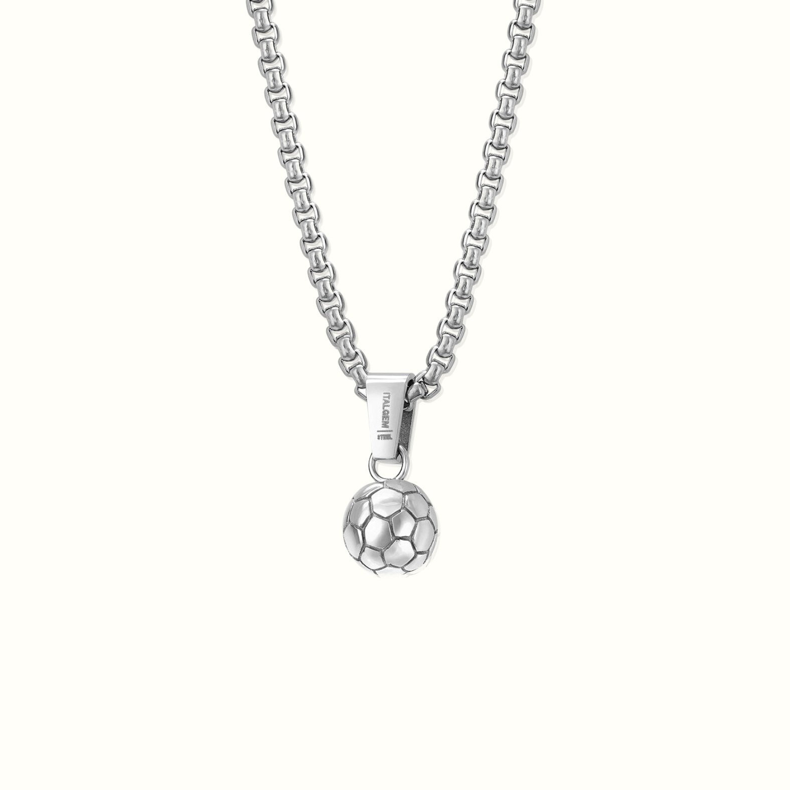 stainless steel soccer ball pendant men's necklace chain
