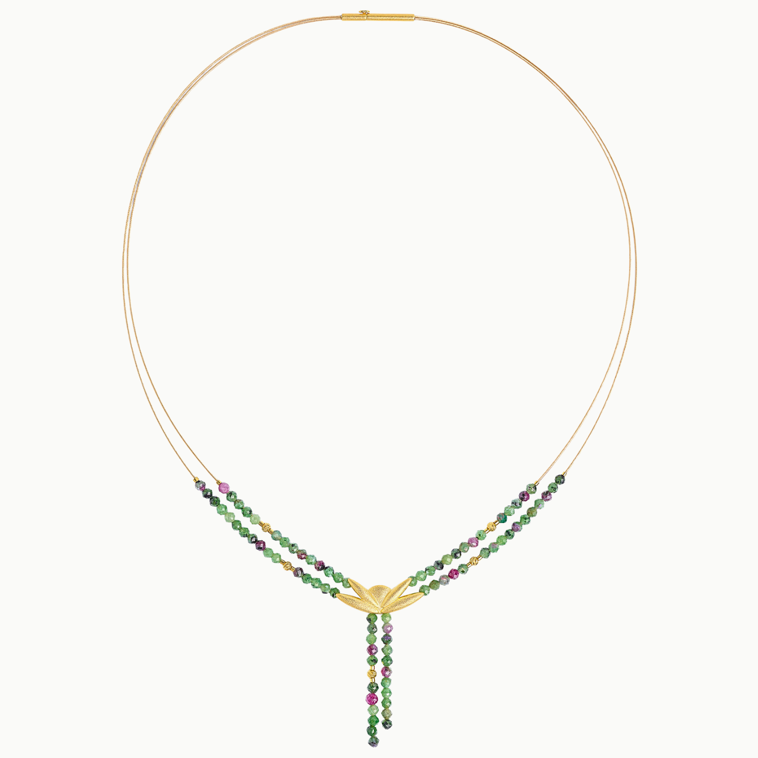 sterling gold plated ruby zoisite bead necklace flower bernd wolf