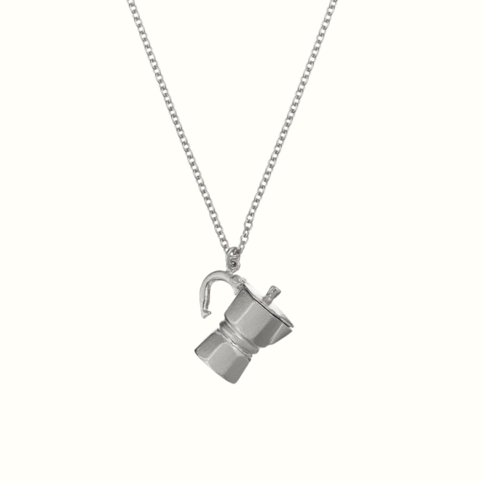 Sterling silver coffee moka pot necklace pendant alex monroe