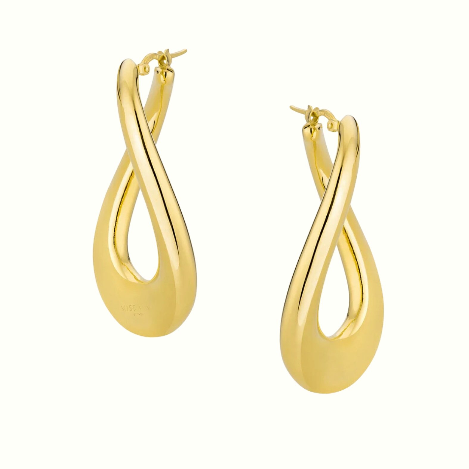 sterling silver with gold plate large hollow oval twist hoop earrings