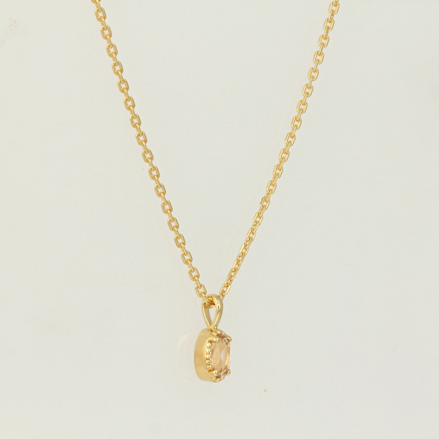 sterling silver gold vermeil oval morganite milgrain pendant necklace