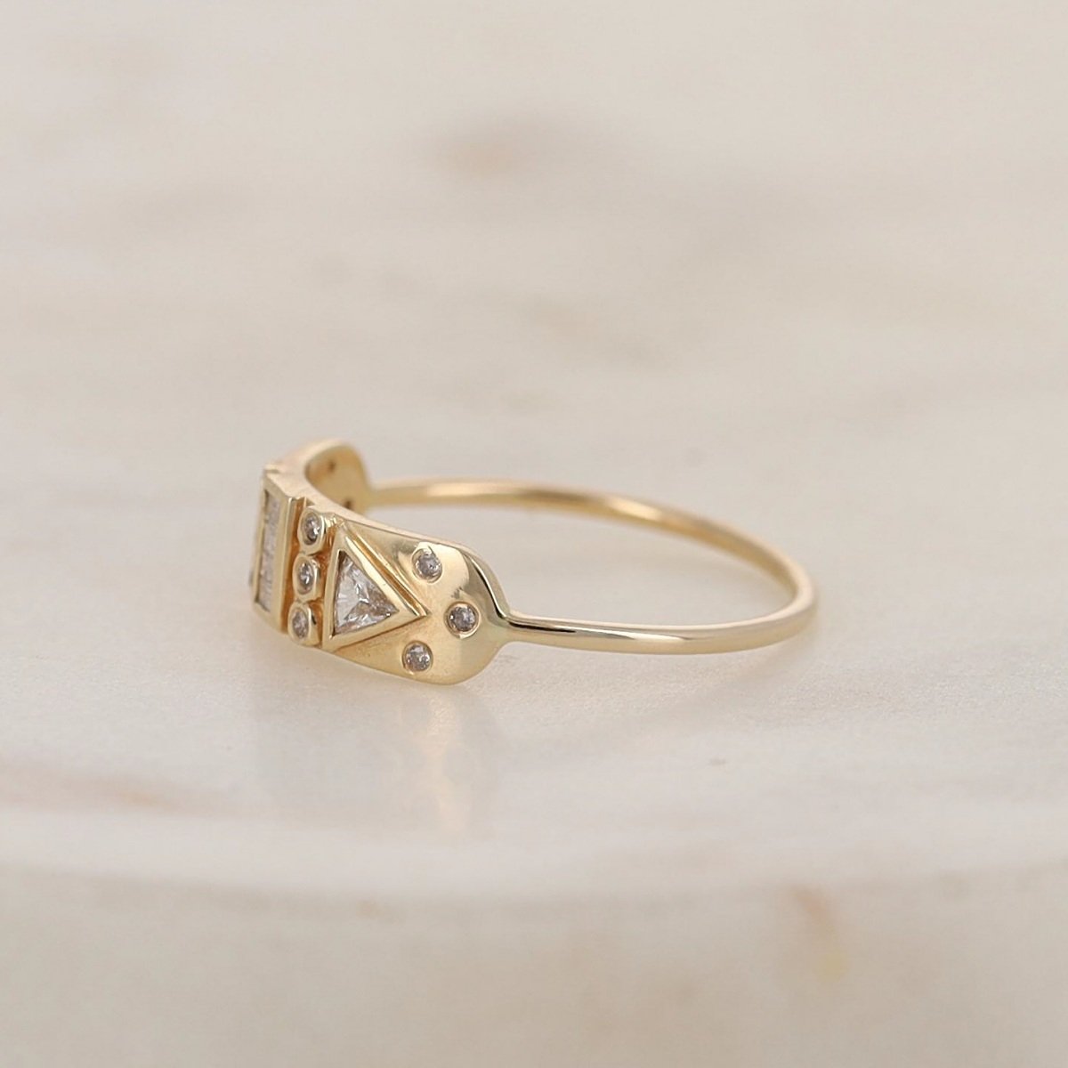 14k yellow gold diamond totem ring band