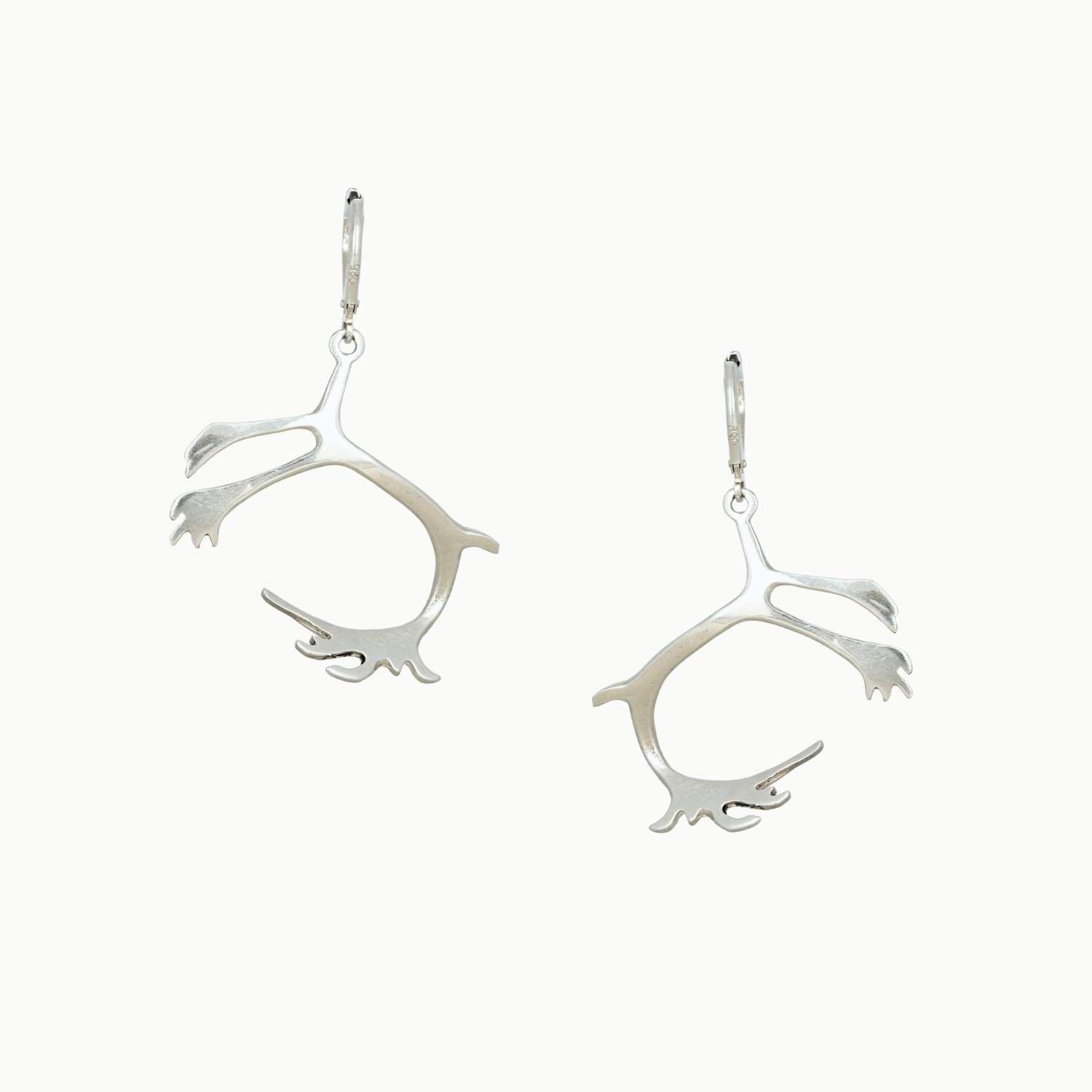 Sterling silver antler inuit dangle drop earrings
