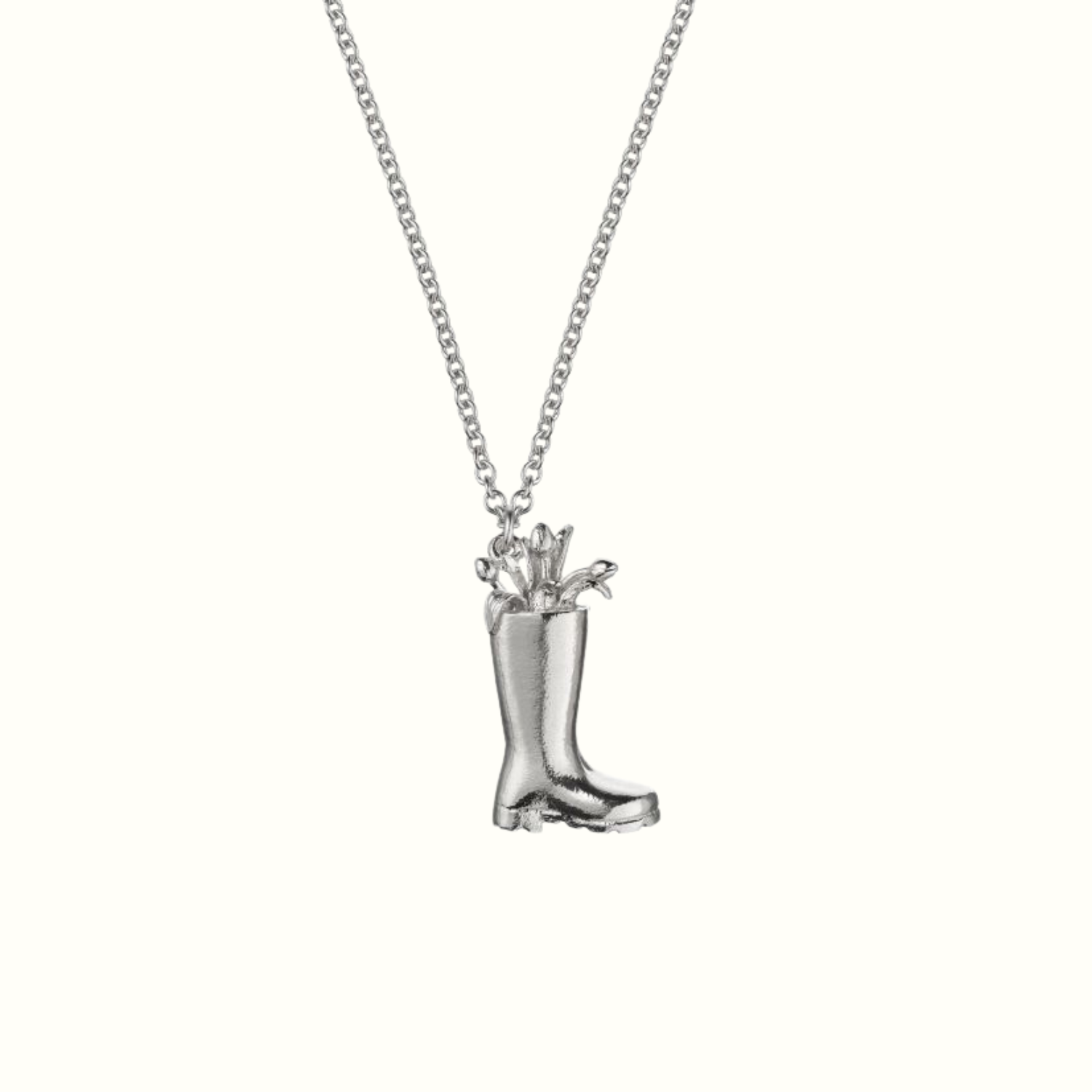 sterling silver wellington boot tulip flowers bouquet necklace alex monroe london