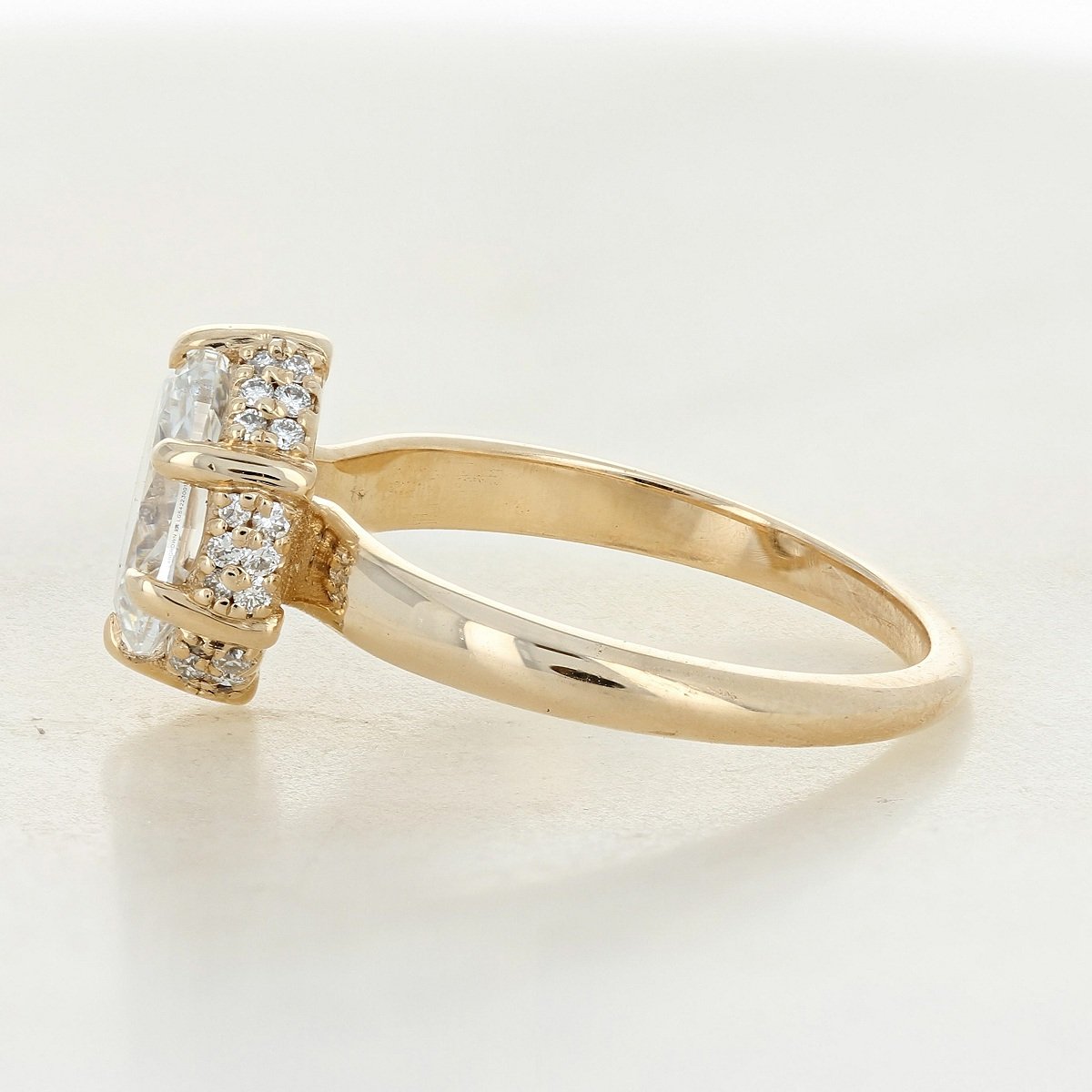 14k yellow gold pillow pave hidden halo oval lab grown engagement ring