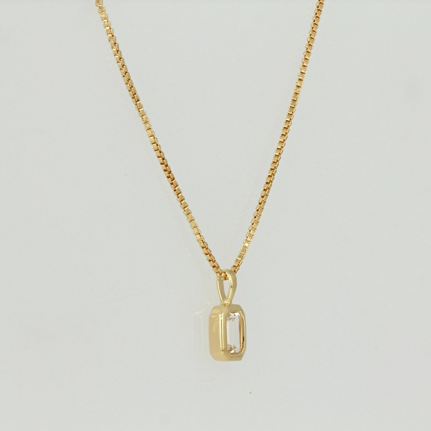 sterling silver gold vermeil bezel set emerald cut white topaz pendant necklace