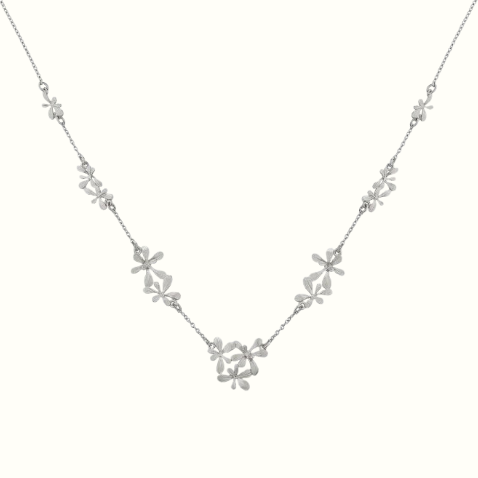 Sterling silver signature rosette floral in line necklace alex monroe london