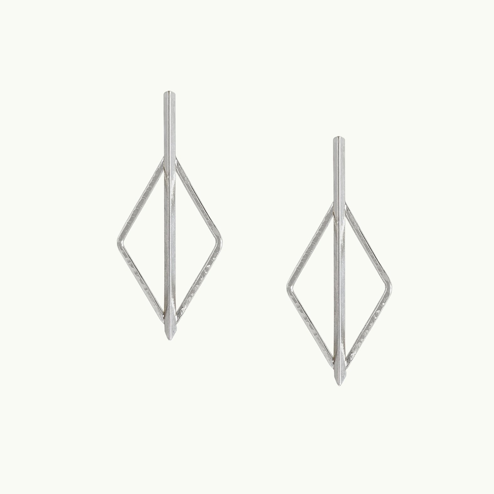 sterling silver textured knifes edge stud drop earrings