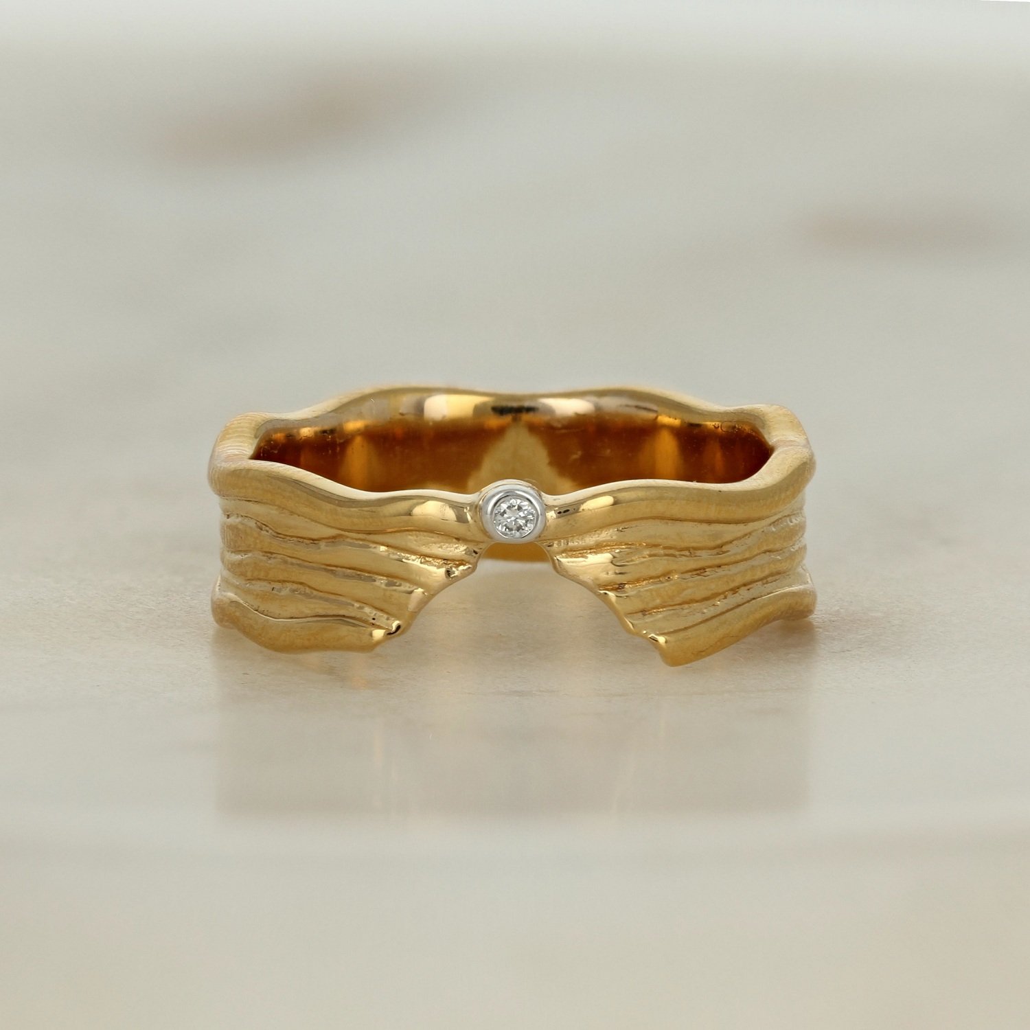 10k two tone yellow white gold blue sapphire diamond accented rocks n rivers two ring set