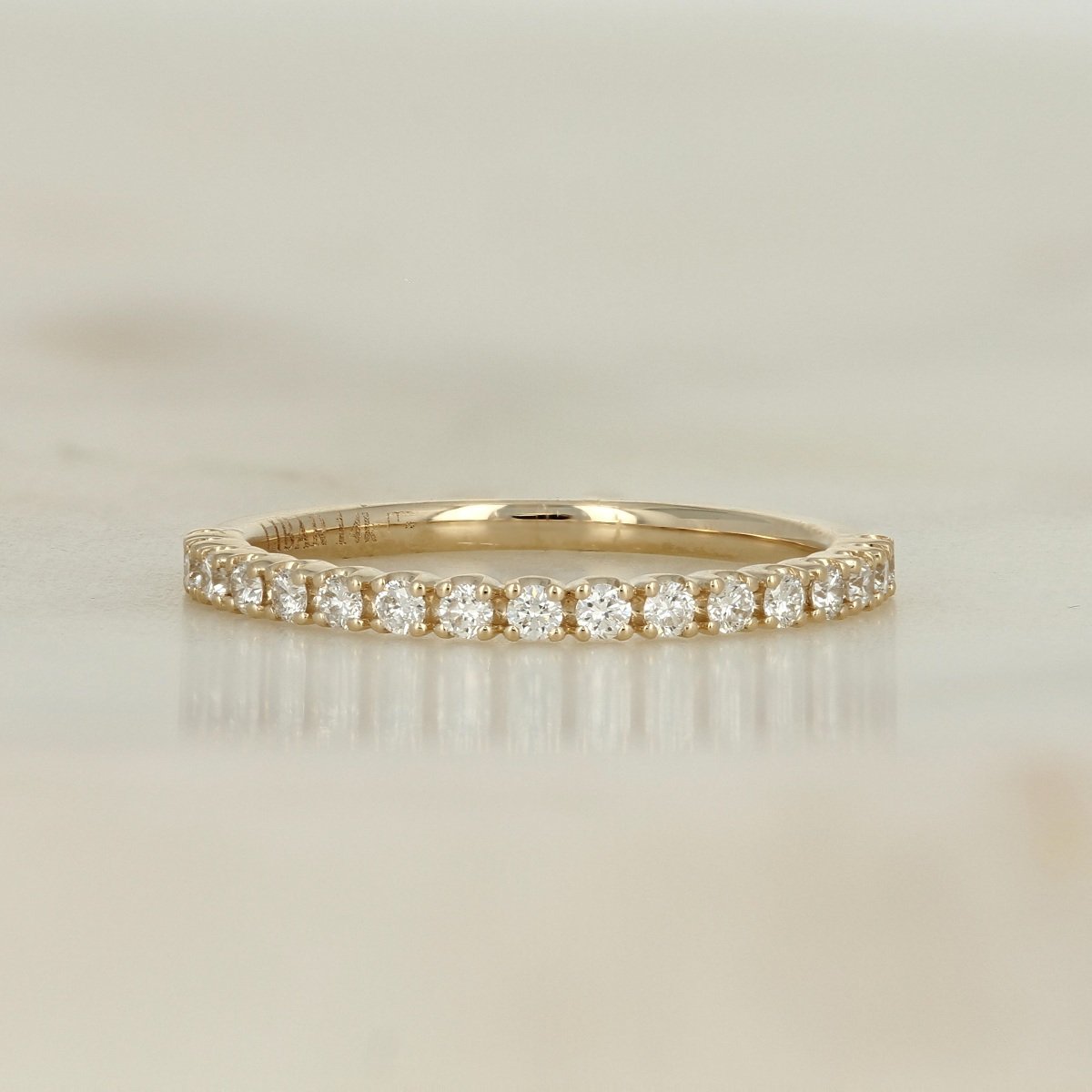 14k yellow gold diamond half eternity wedding anniversary band ring