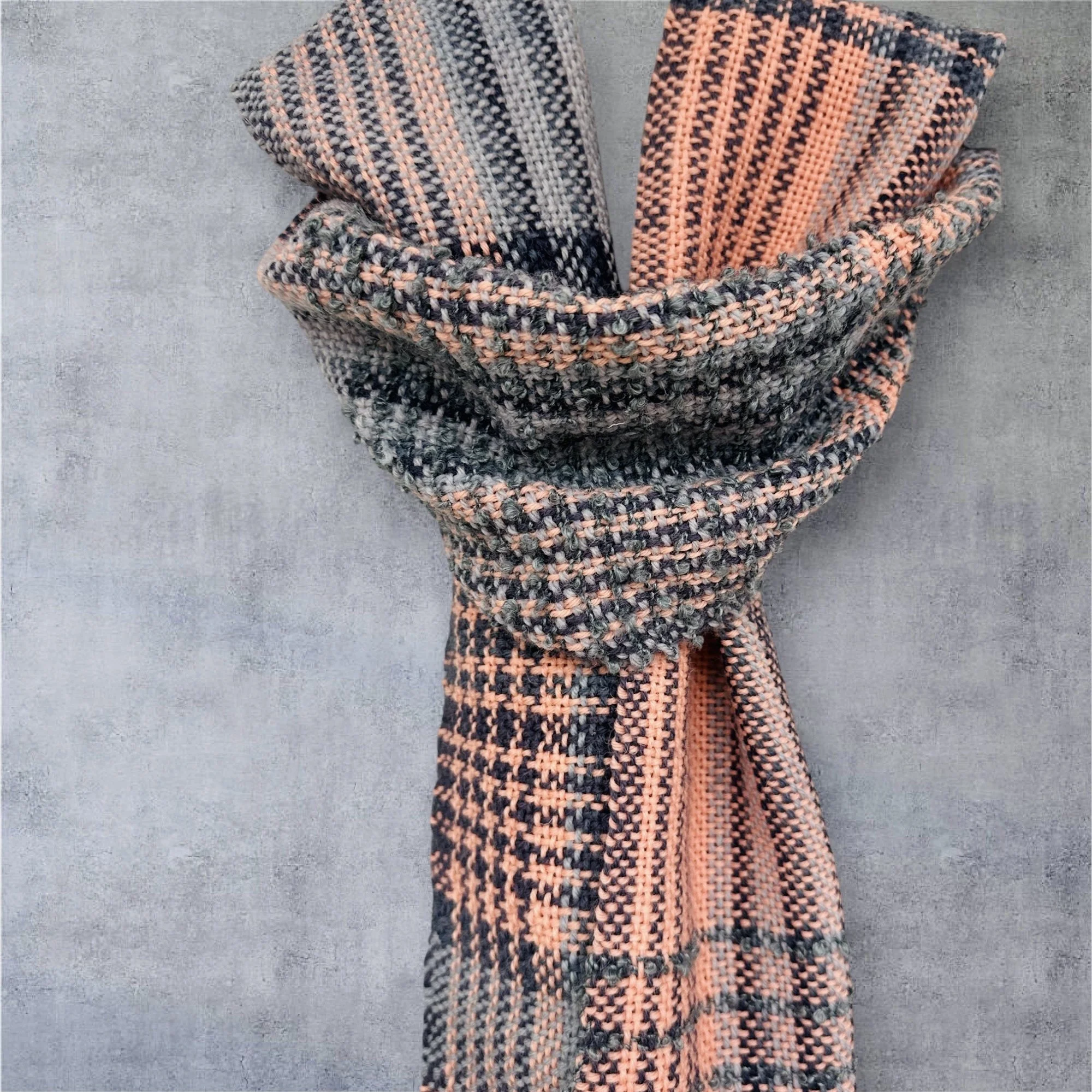 Coral & grey wool Scarf.jpg