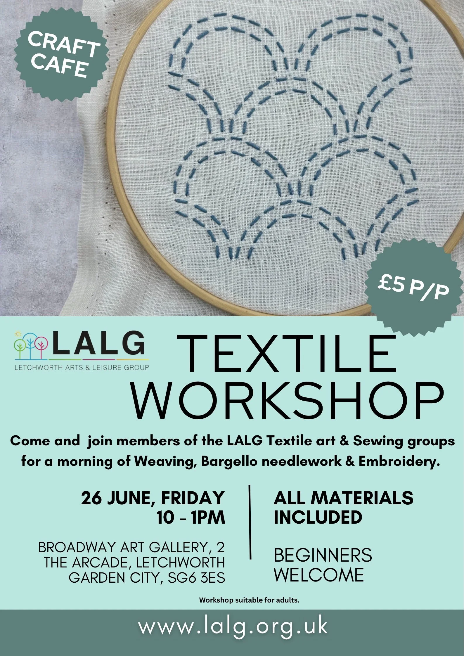 Textile cafe and Creative Workshop at The Broadway Gallery Letchworth.