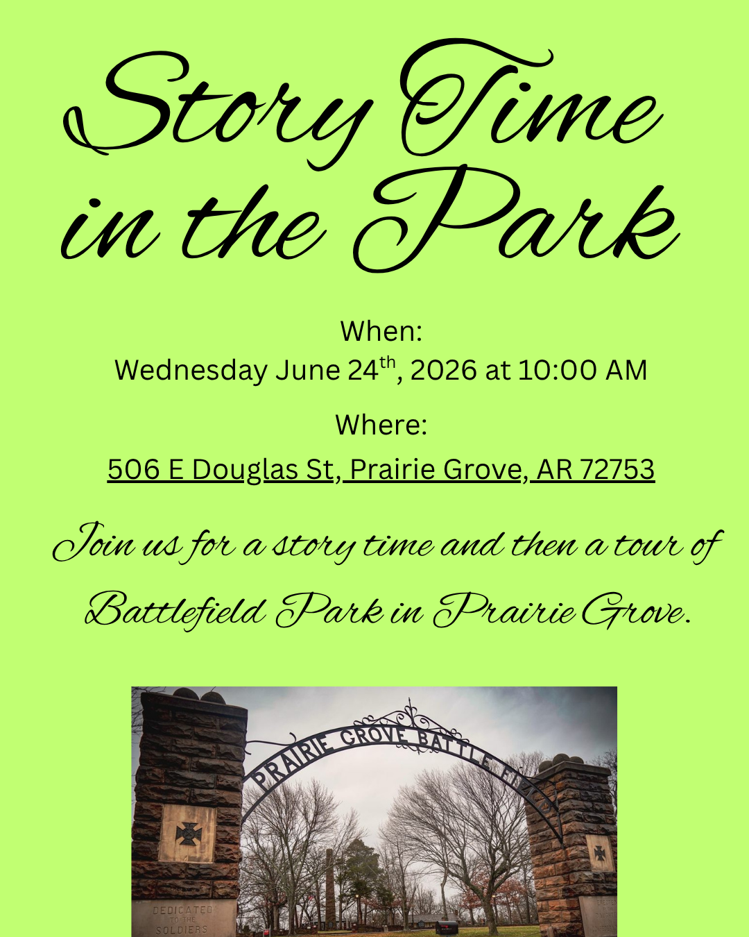 Story Time at Battlefield Park