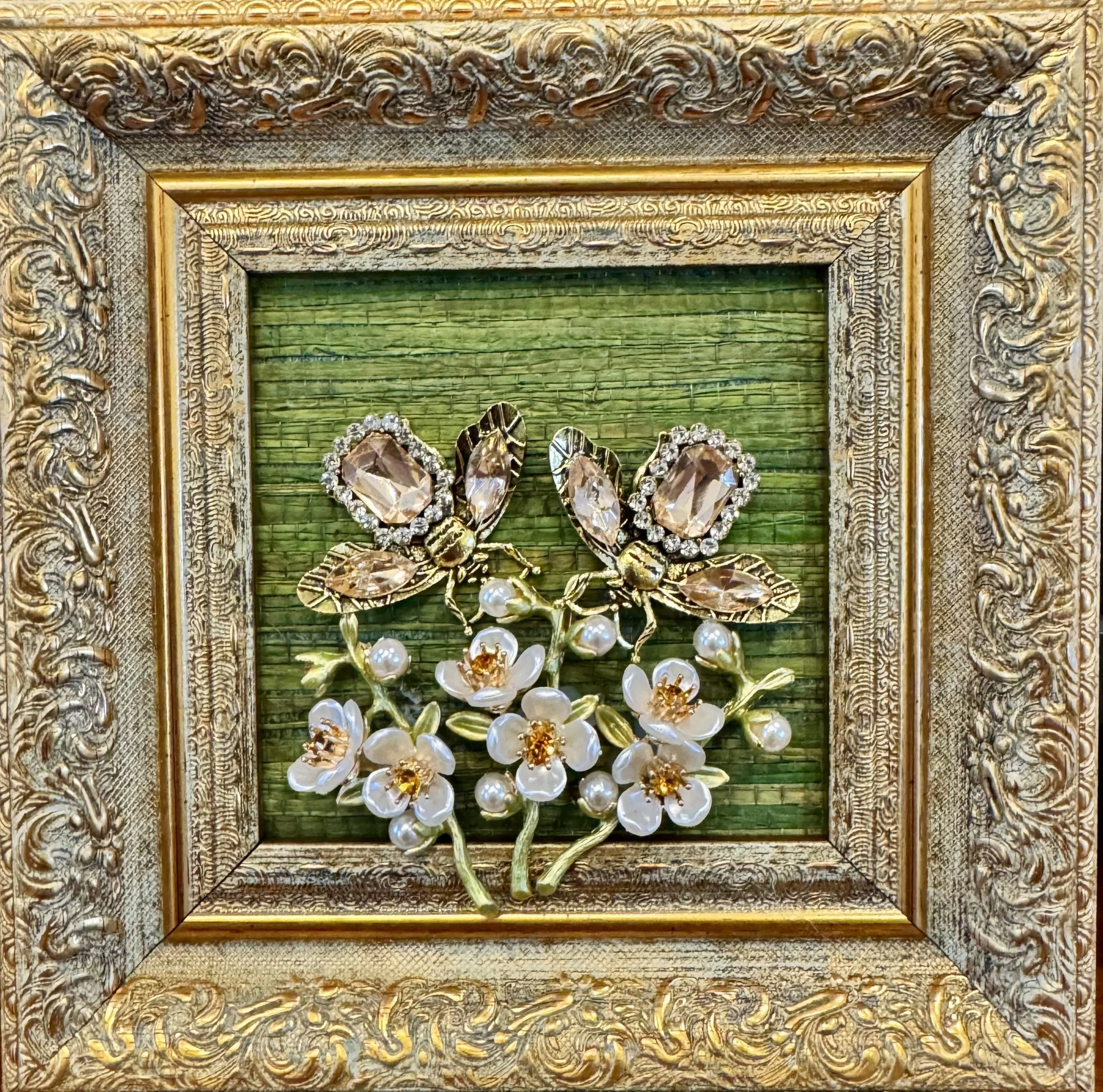 Boujee Bees on White Flowers, $65