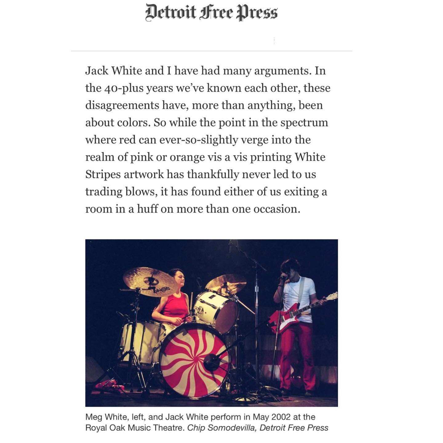 The @detroitfreepress featured an excerpt from #TheWhiteStripesCompleteLyrics. Read via link in bio the essay written by official @thewhitestripes historian and TMR co-founder @official_ben_blackwell. Blackwell&rsquo;s excellent essay is one of three