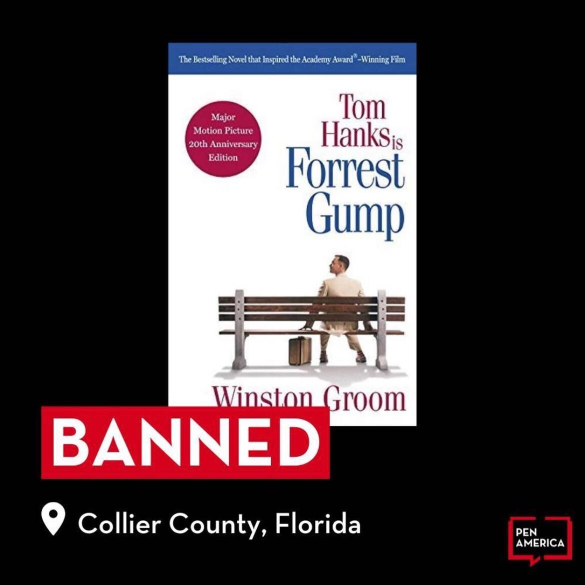 Did you know that books like Forrest Gump and Dune have been banned by school systems in the USA? Join us Nov 16, 6pm @theblueroomnashville patio to discuss and READ banned books. 
&bull;
&bull;

Repost from @penamerica - In Collier County, FL more t