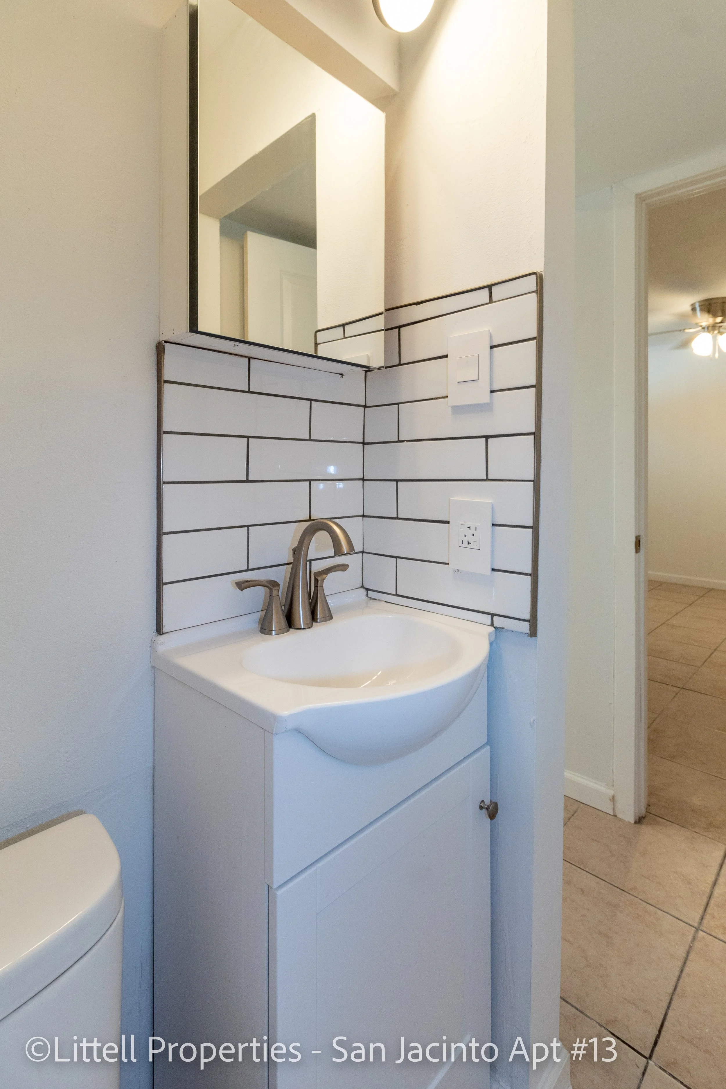  View of bathroom vanity 