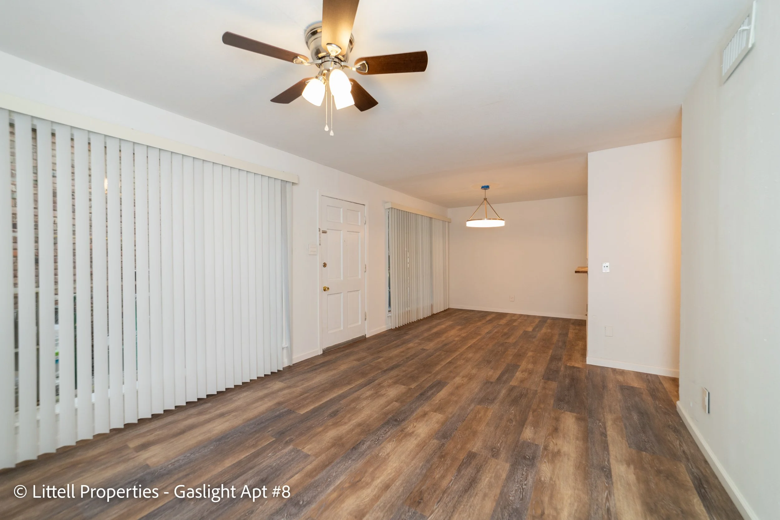  The large windows give you a glimpse of the courtyard and just enough natural light. Each room is equipped with a new ceiling fan  