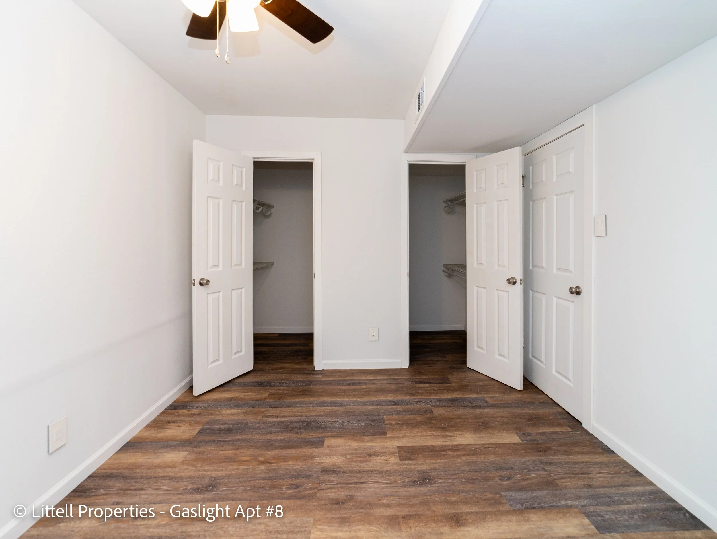  This bedroom has TWO walk in closets with built in Rubbermaid shelving that is adjustable.  