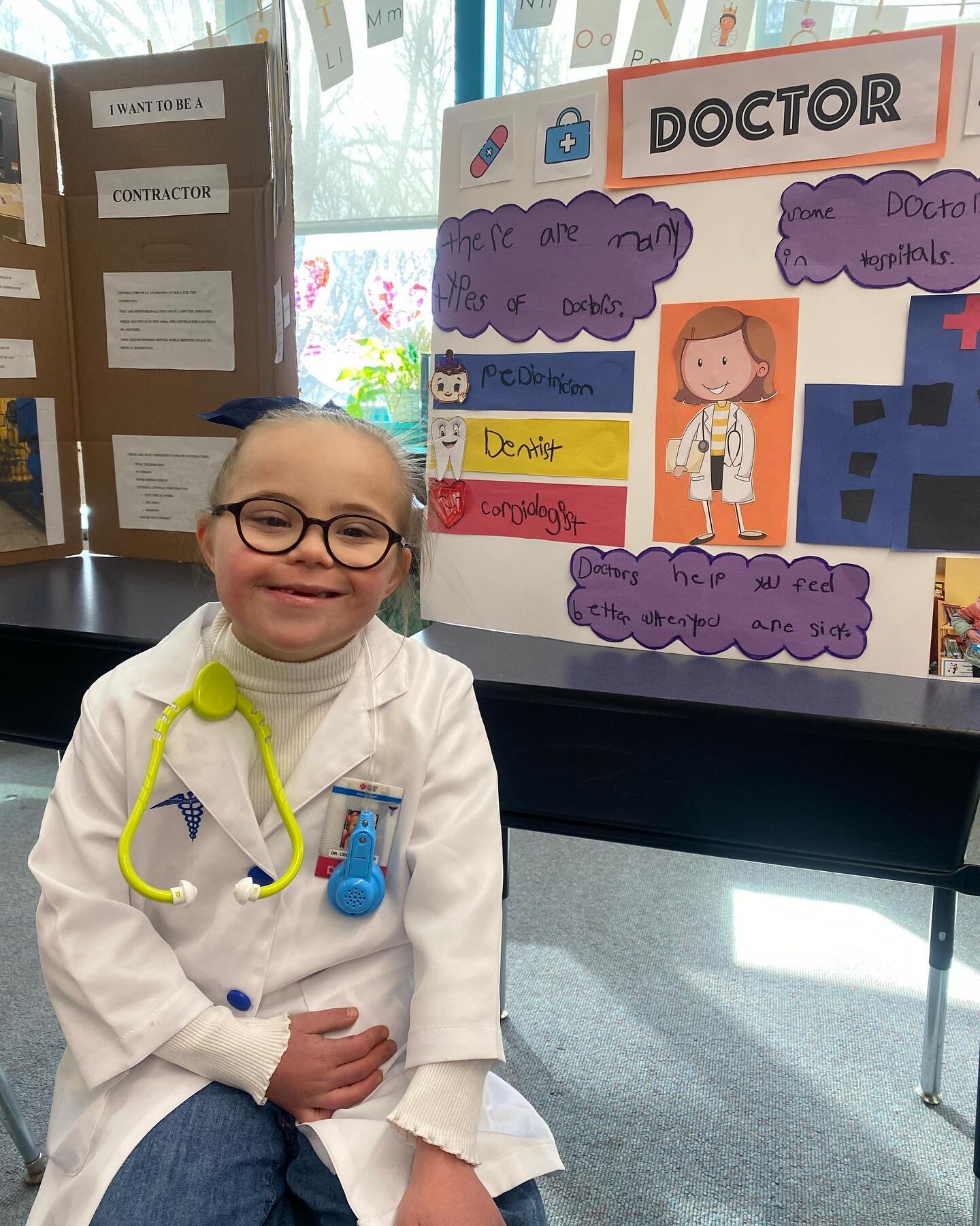 Great day at school with all my friends learning about people in the community! I learned about being a doctor!  #inclusion #downsyndrome #downsyndromeawarness #downsyndromelove @derrah13 @mattgousie