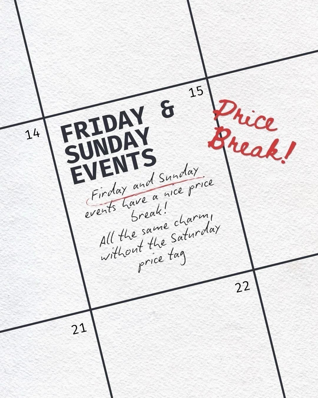 Saturdays are of course the most requested event days, but booking on a Friday or Sunday gives you a nice price break! 

All the same venue charm, without the Saturday price tag 😉

&bull;
&bull;
@artspace111 

📸
@annahailephoto 
@davidcheneyphotogr