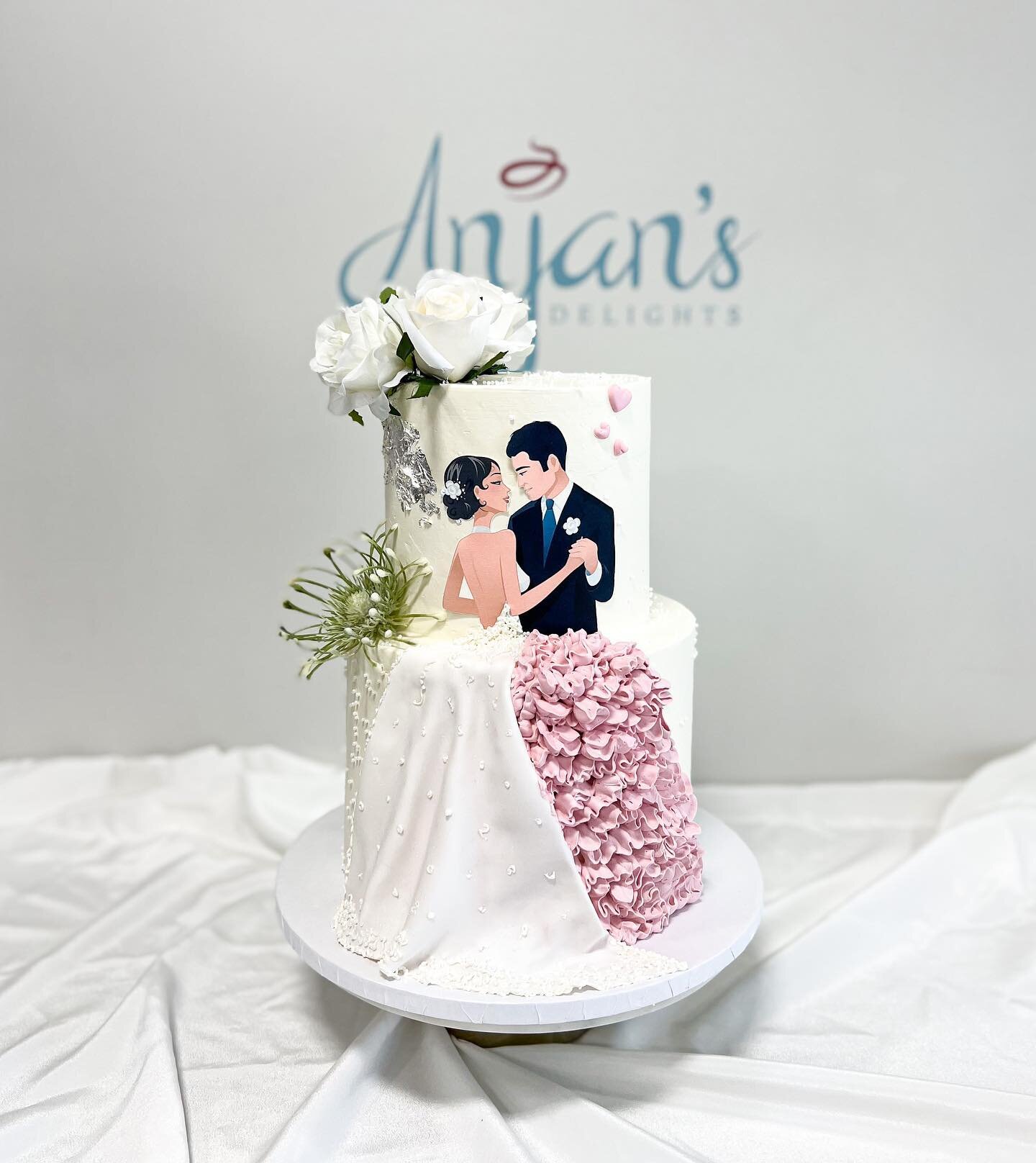 Officially one of my Favourite engagement cakes. We can customize the couple&rsquo;s picture with your image as well. How cute is this cake? 🍰💕
*
*⁣⁣⁣⁣⁣
*⁣⁣⁣⁣⁣
#cakesbyanjan #anjansdelights #anjansbridalshowercakes #anjansweddingcakes #surreycakes 
