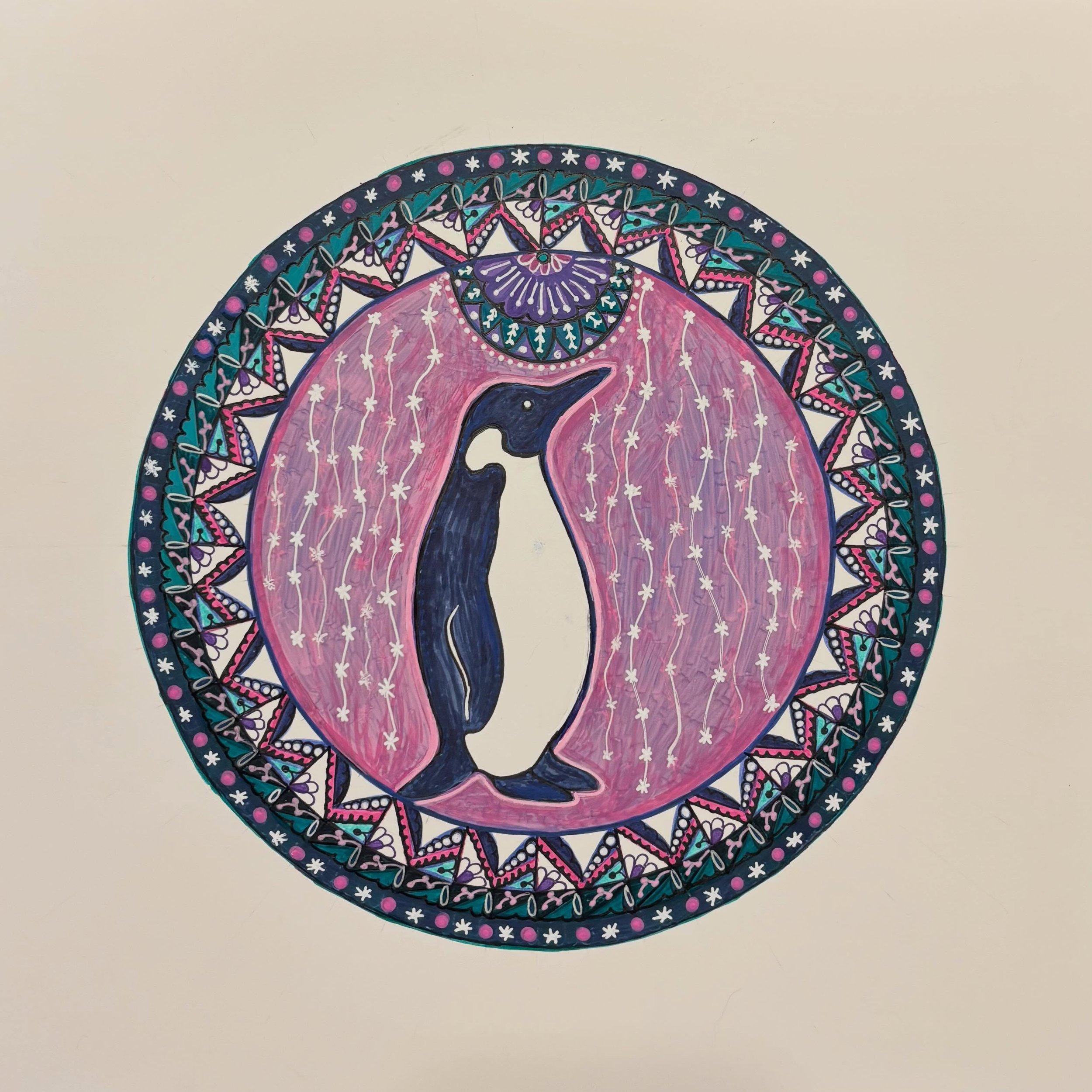 I needed to create a penguin for a card deck I'm creating. I've got some other critters up my sleeve in the coming days. #AniMandala #PenguinMandala #DailyMandalaPractice #femandala #MandalaArtTherapy