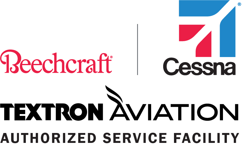 Logos of Beechcraft, Cessna, and Textron Aviation with the text 'Authorized Service Facility'.