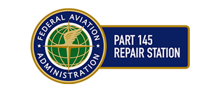 Federal Aviation Administration logo with words 'Part 145 Repair Station' on a dark blue background.