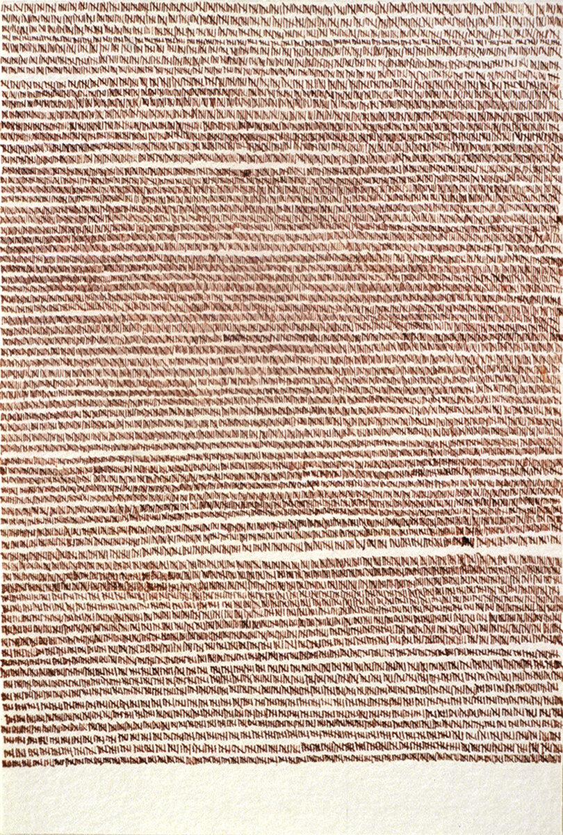 to die averagely (in 22, 307 days).
pen and ink on paper. tally of days i have until i am expected to die based on the average of several average life expectancies for a korean female born in the U.S. in 1982