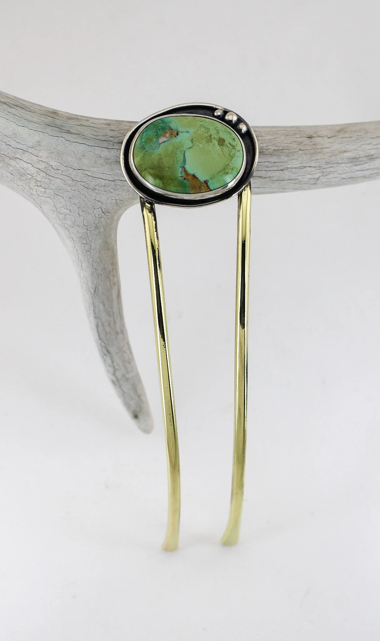 Sterling Silver Oval Turquoise French Hair Fork