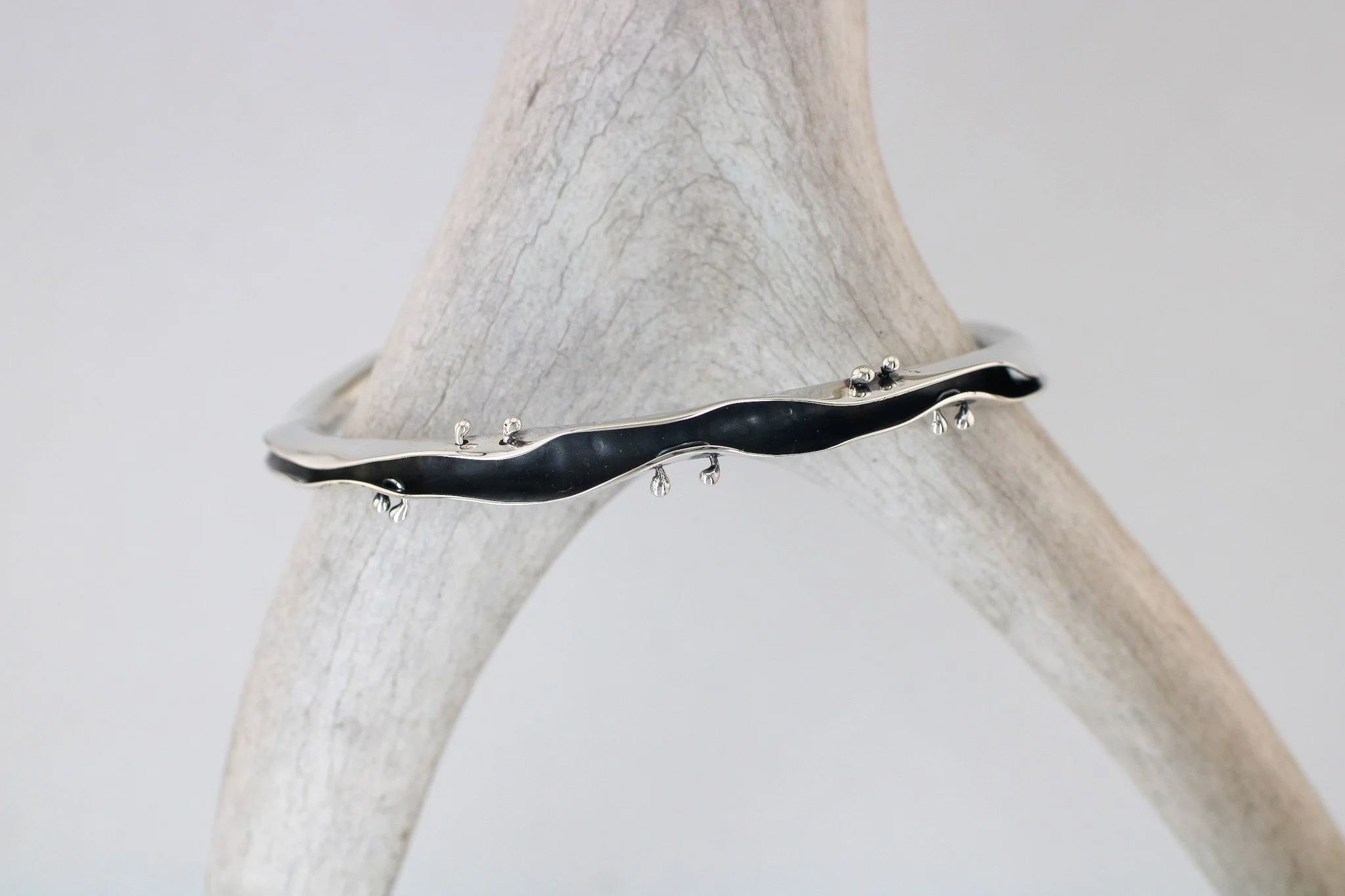Sterling Silver Stiched Edgy Cuff Bracelet