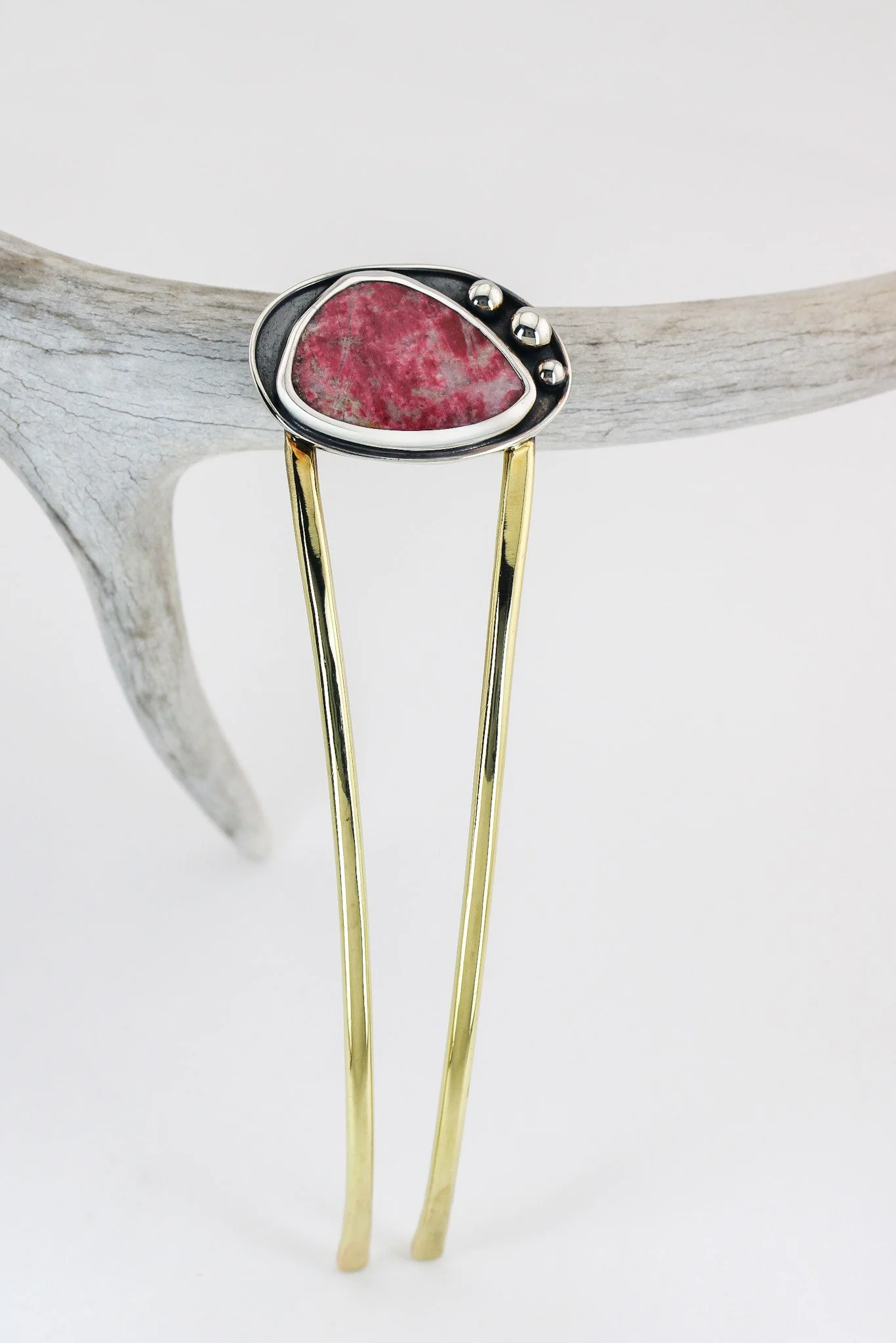 Sterling Silver Thulite French Hair Fork