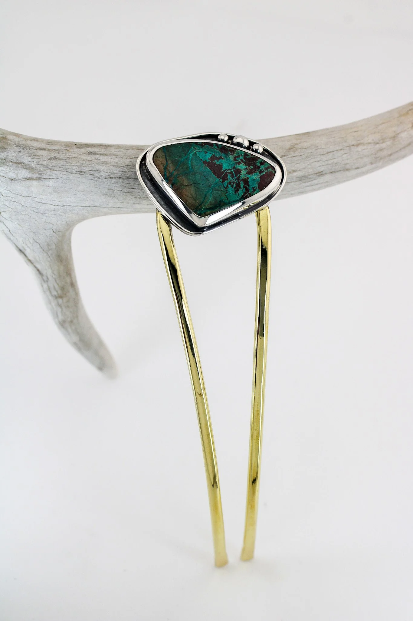 Sterling Silver Chrysocolla French Hair Fork