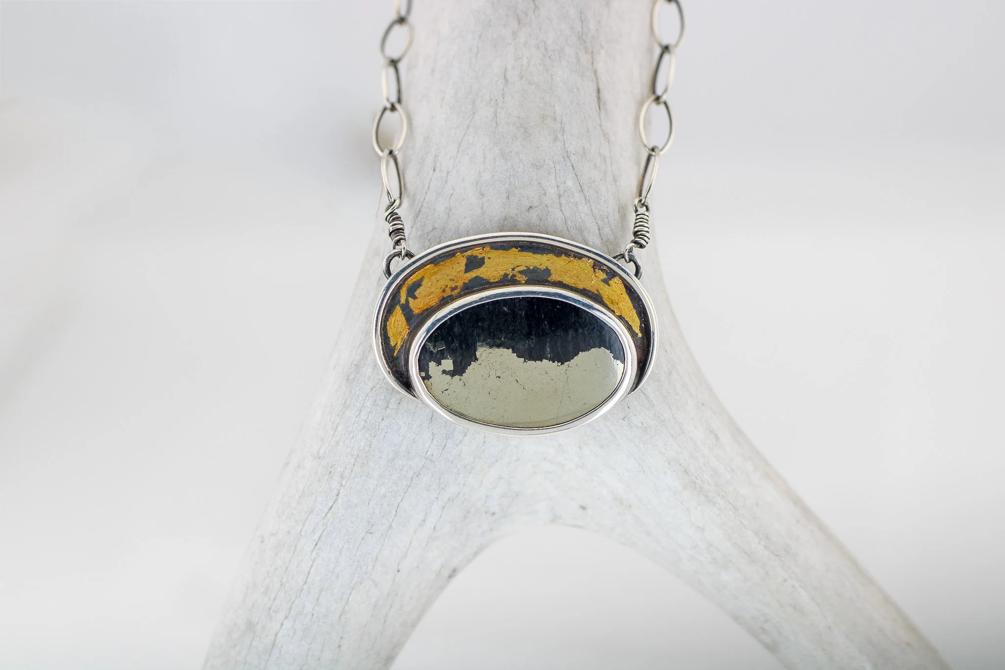 Sterling Silver Apache Gold with 24k Gold Keum-boo Necklace