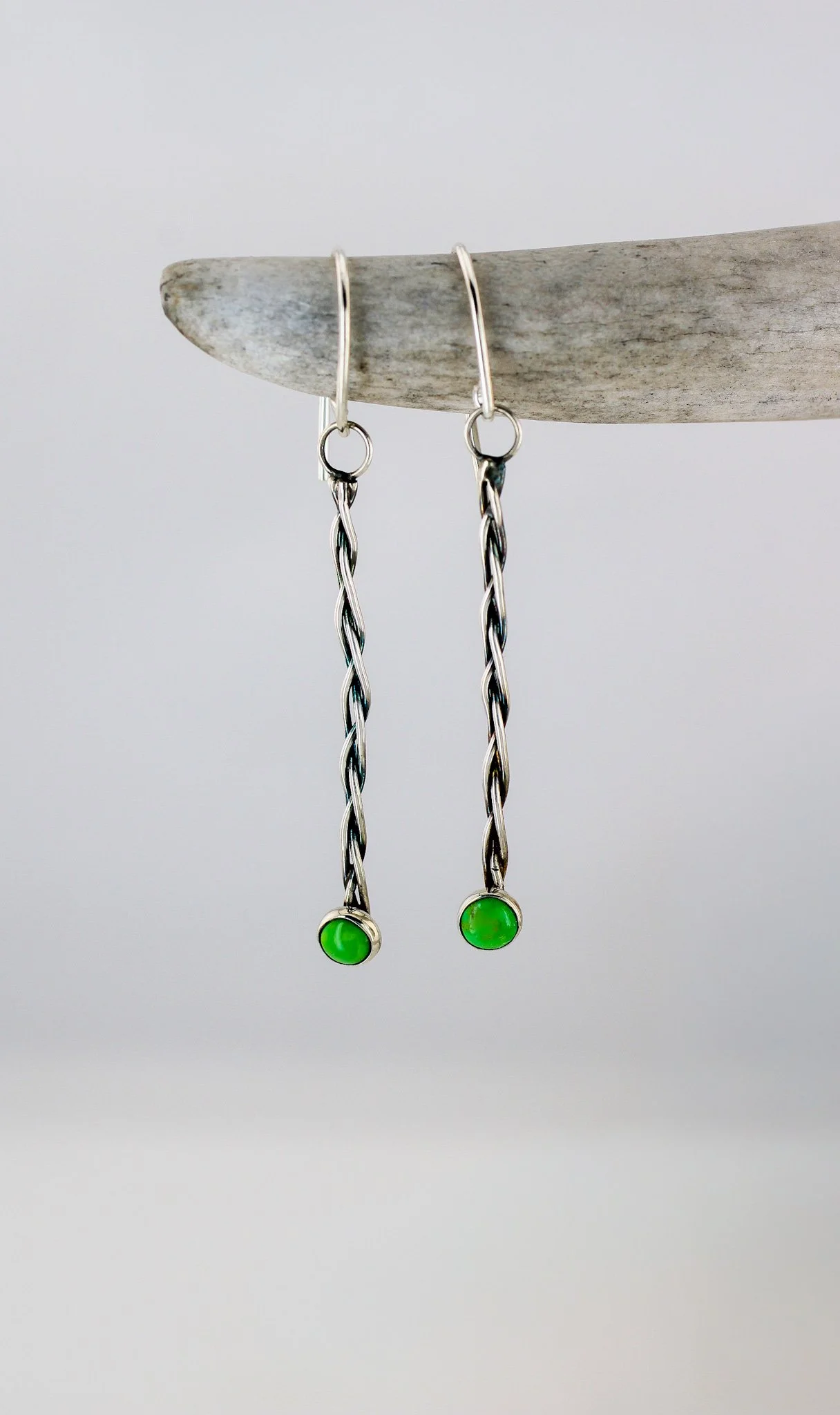 Sterling Silver  Copper Turquoise Braided Earrings