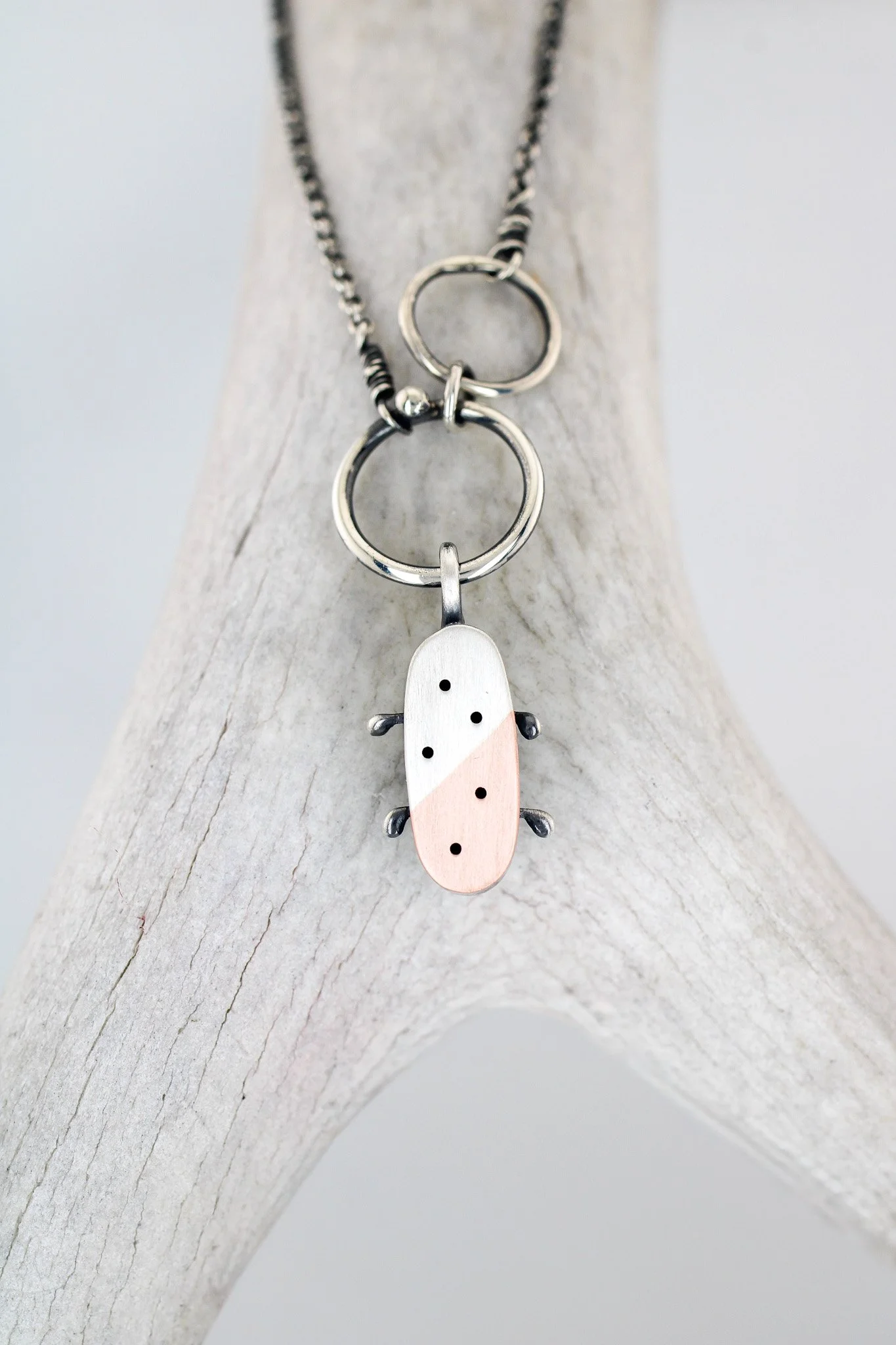 Sterling Silver and Copper Capsule Necklace