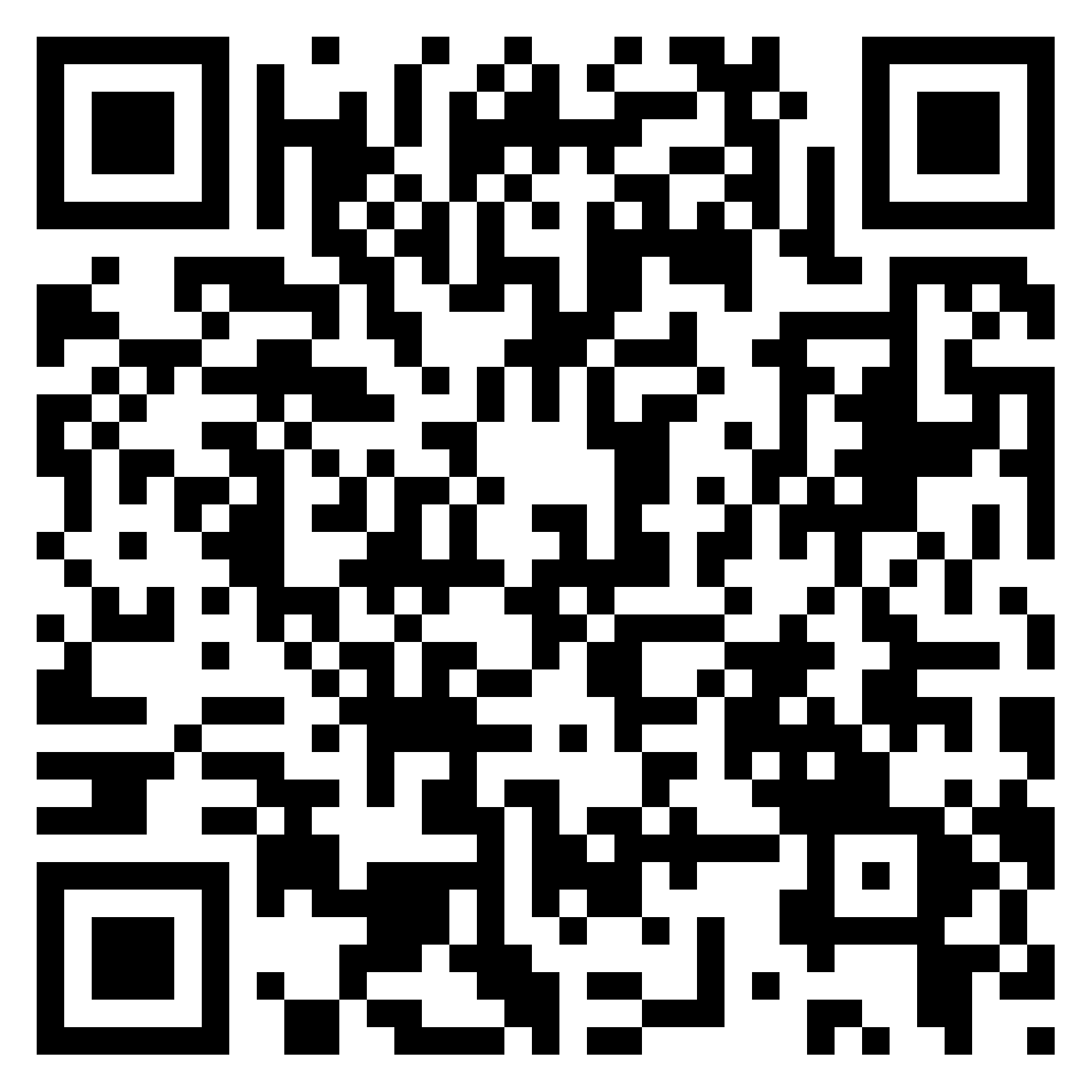 Un codice QR in bianco e nero composto da una serie di quadrati e rettangoli.