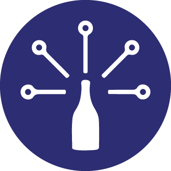 icono de una pila de bases de datos sobre un fondo de círculo azul