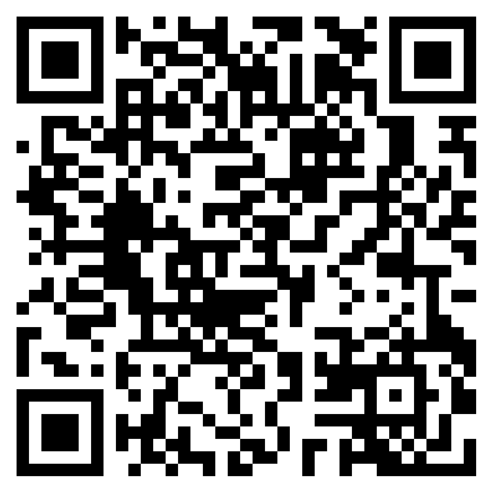 Codice QR in bianco e nero.