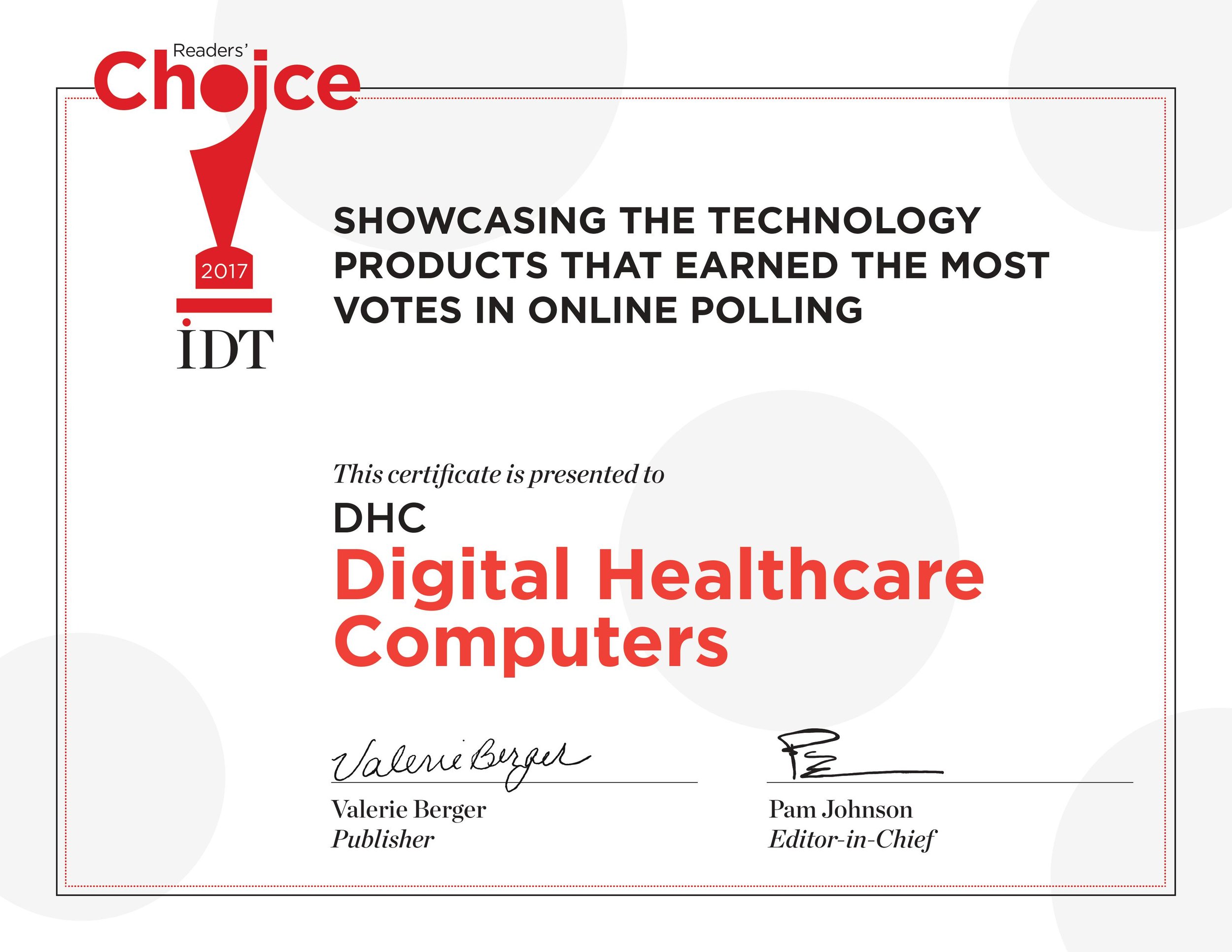 Celebrating Success: DHC Wins IDT 2017 Readers' Choice Award