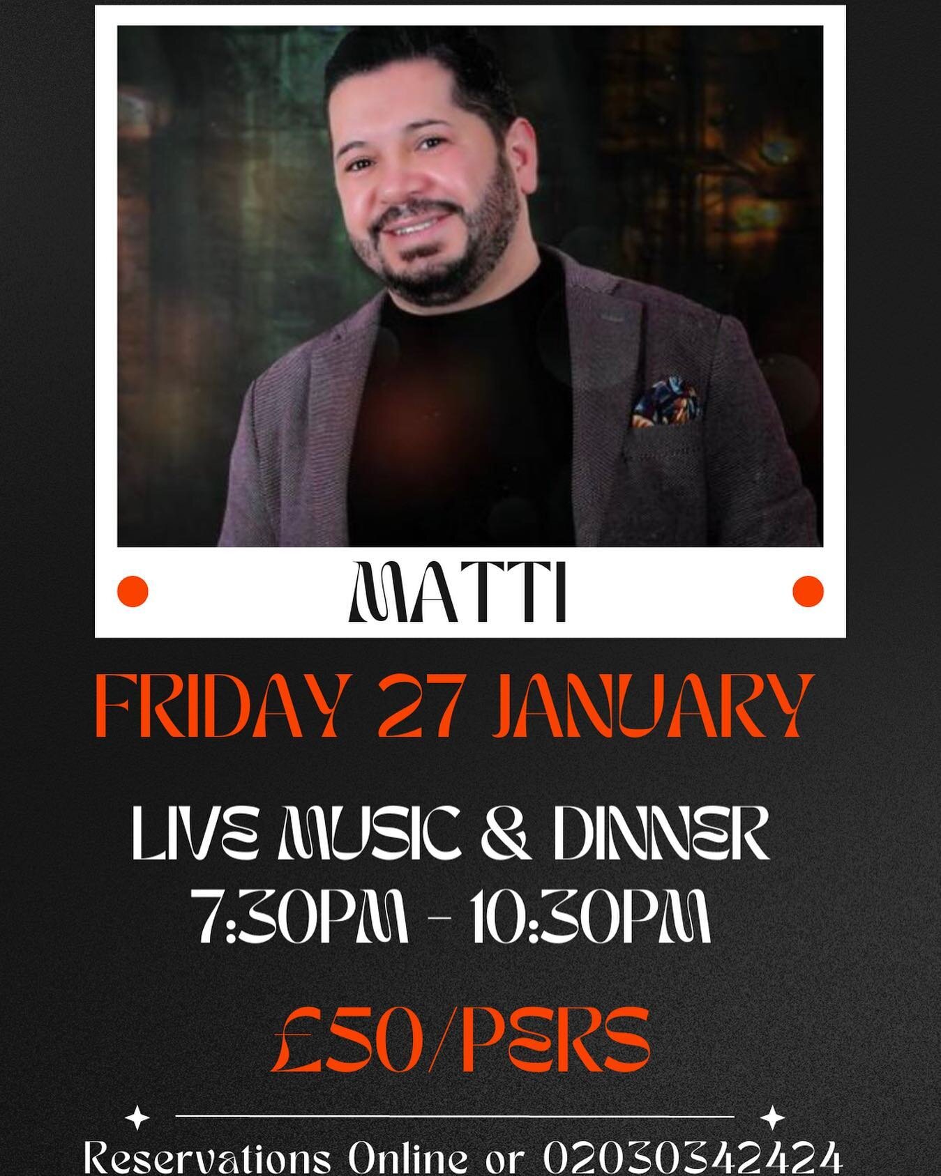 Come and join us for a lovely evening with Matti and his band, accompanied with our succulent mezzes and grills&hellip;Friday 27th of January. https://nourakingston.com/live-music-fridays

*
*
*

#food #foodporn #wedding #instafood #foodie #London #b