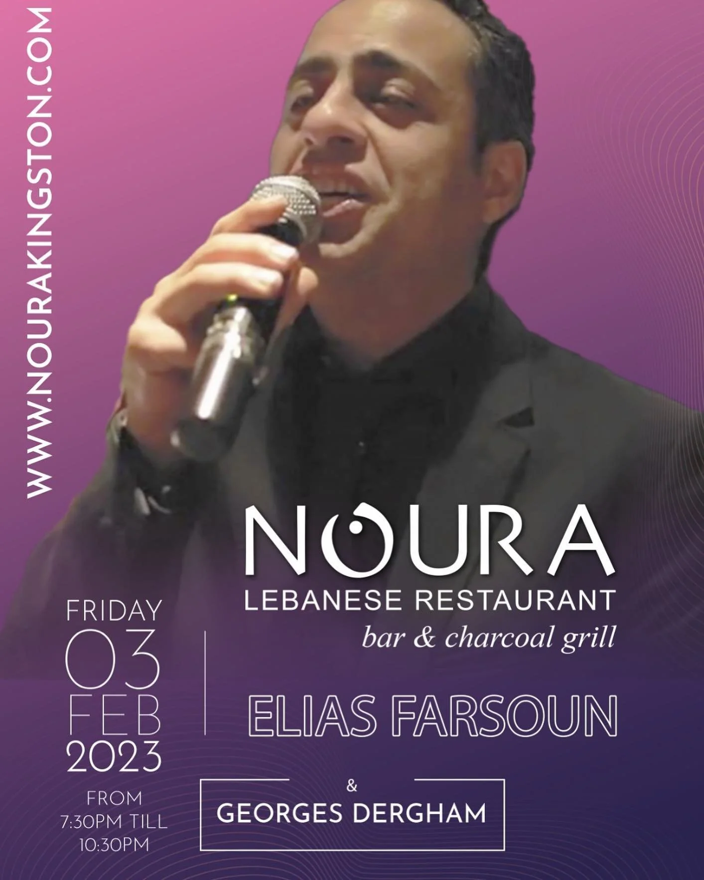 Join us on the 3rd of February for a memorable evening of entertainment at Noura Kingston with @eliasfarsoon and @dergham cucumber&hellip;

*
*
*

#food #foodporn #wedding #instafood #foodie #London #birthday #delicious #vegan #dinner #healthyfood #l