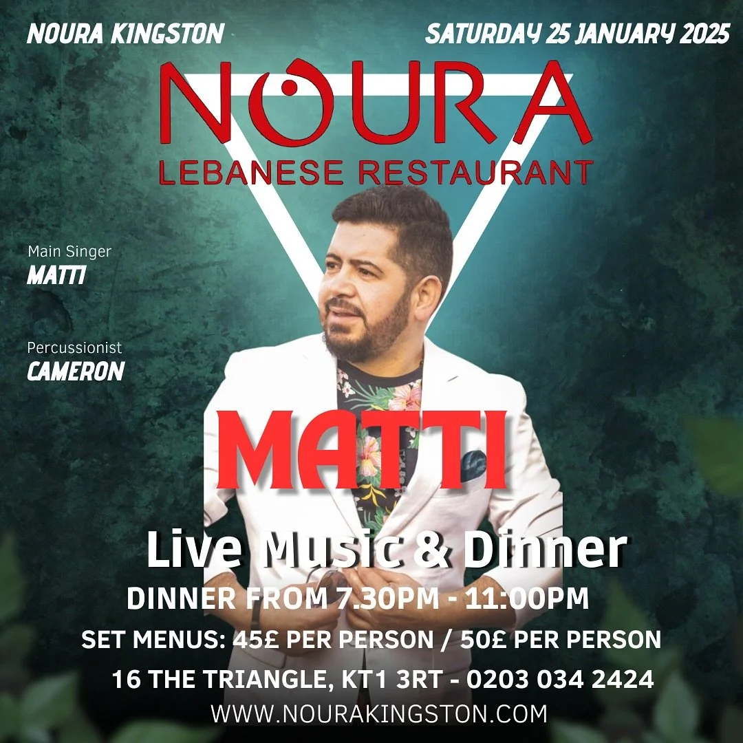 Join us for a wonderful Dinner &amp; Live music event on Saturday 25th of January - Dinner from 7:30pm until 11:00pm. 

🛜 Bookings http://www.nourakingston.com

📞 Telephone: 0203 034 2424

*
*
*

#food #foodporn #wedding #instafood #foodie #London 