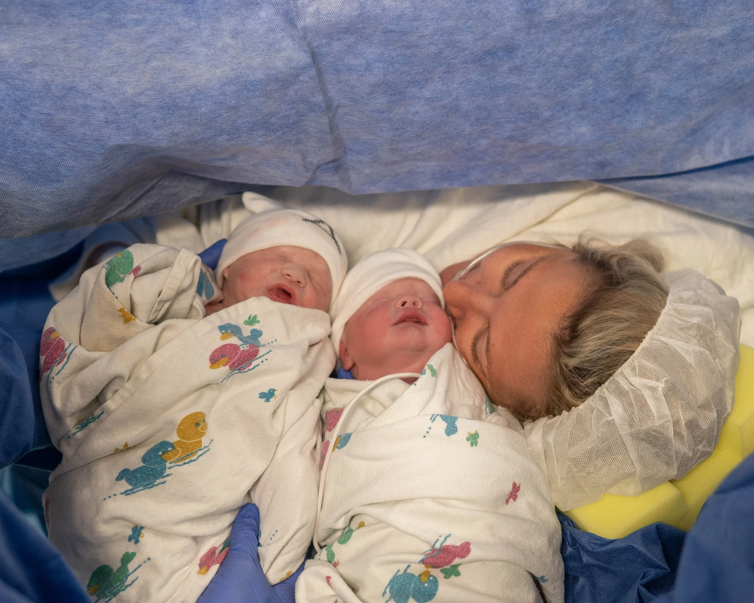 Mom and Babies after C-section Wilmington NC Birth Photographer