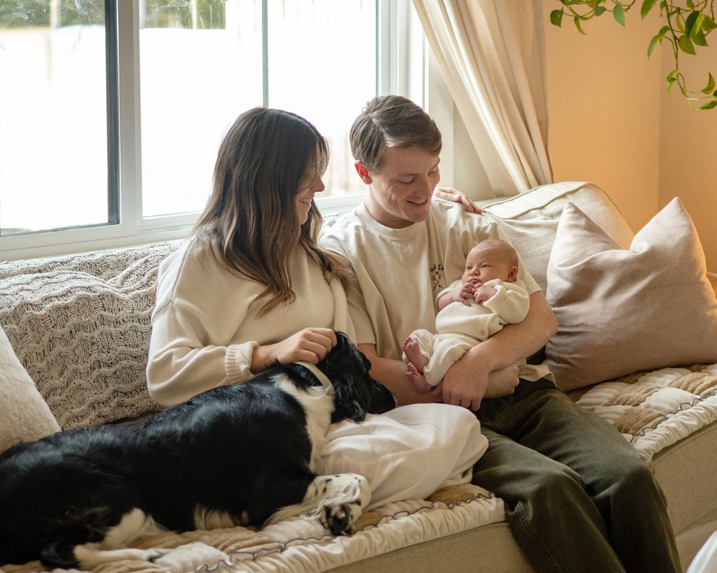 Snuggles on the couch Newborn Session Wilmington NC