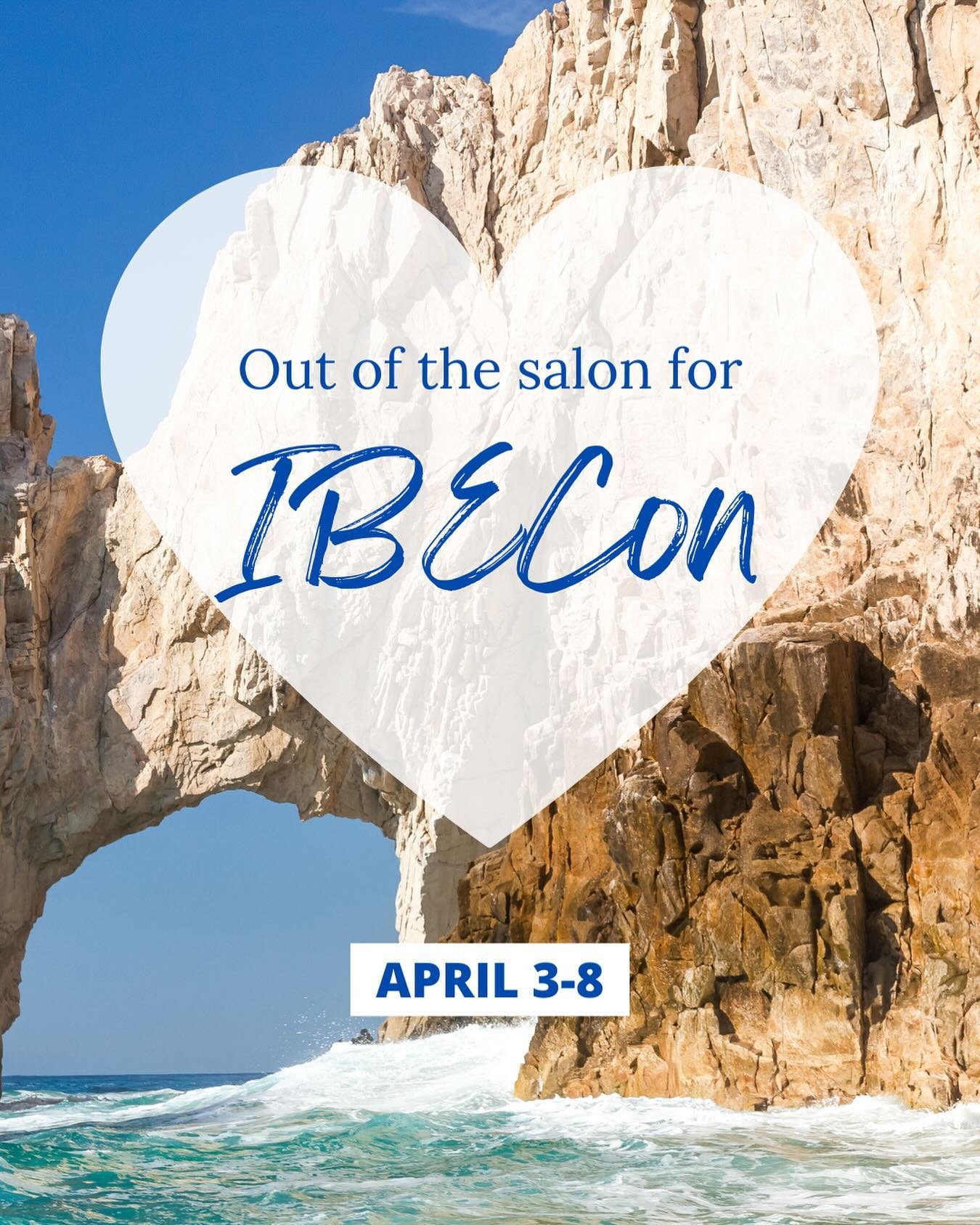 It is time for IBECon in Cabo! 🇲🇽
I will be out of the salon 4/3-4/8 

Peep my stories this week because I&rsquo;m bringing you with me. 🤗 
My message response time will probably be a little slower with all the activities going on!