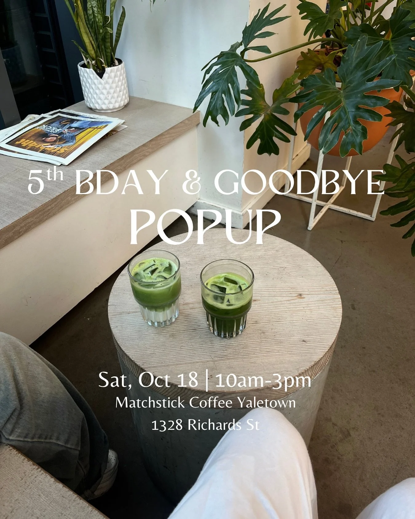 Hey Vancouver!!🍵 Would love to see you before I move to Victoria at the end of the month and also celebrate MJ&rsquo;s 5th anniversary with you!🎈🌟SATURDAY, OCT 18 come find me at @matchstickyvr coffee in Yaletown (1328 Richards St📍) from 10AM-3PM